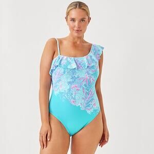 Lilly Pulitzer Caelum Ruffle One-Piece Swim Suit Size 14 NWT